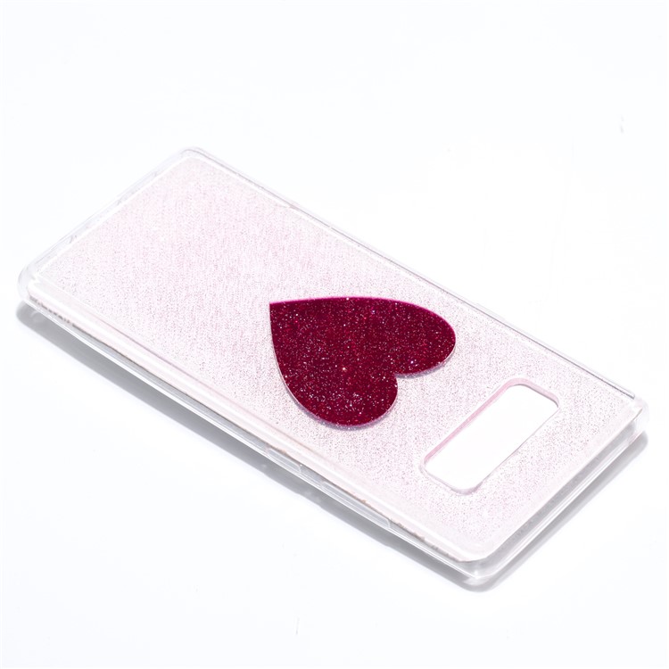 Glittery Powder Epoxy Decor Flexible TPU Gel Cover Case for Samsung Galaxy Note 8 - Rose Heart-5