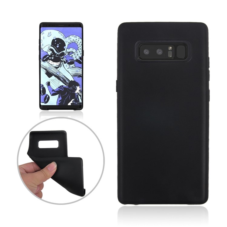 Pure Color Soft TPU Matte Back Phone Case for Samsung Galaxy Note 8 - Black-1