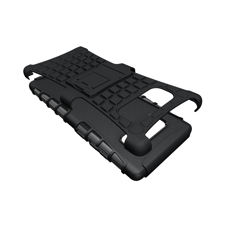 Anti-slip Tire Pattern Kickstand PC + Silicone Protector Case for Samsung Galaxy Note 8 - Black-7