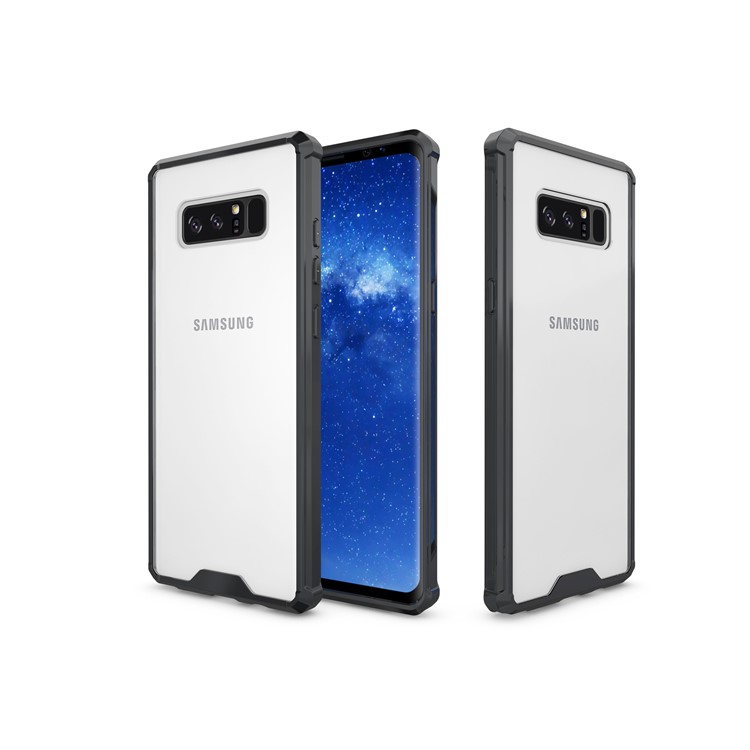 Transparent Acrylic + Soft TPU Hybrid Phone Case for Samsung Galaxy Note 8 N950 - Black-11