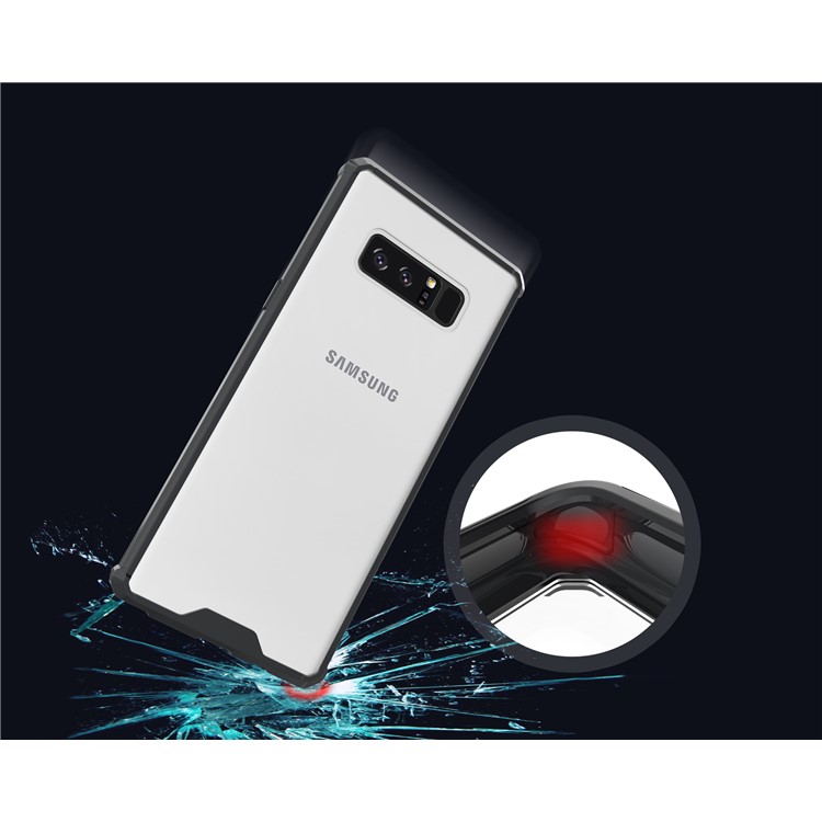 Transparent Acrylic + Soft TPU Hybrid Phone Case for Samsung Galaxy Note 8 N950 - Black-4