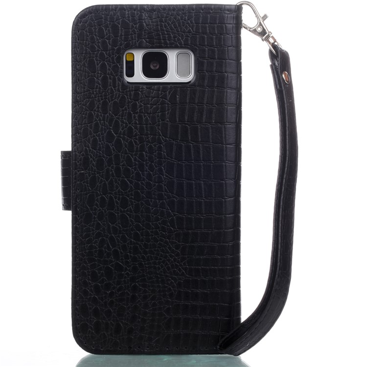 For Samsung Galaxy S8 G950 Crocodile Texture Leather Flip Phone Protection Cover with Stand - Black-2