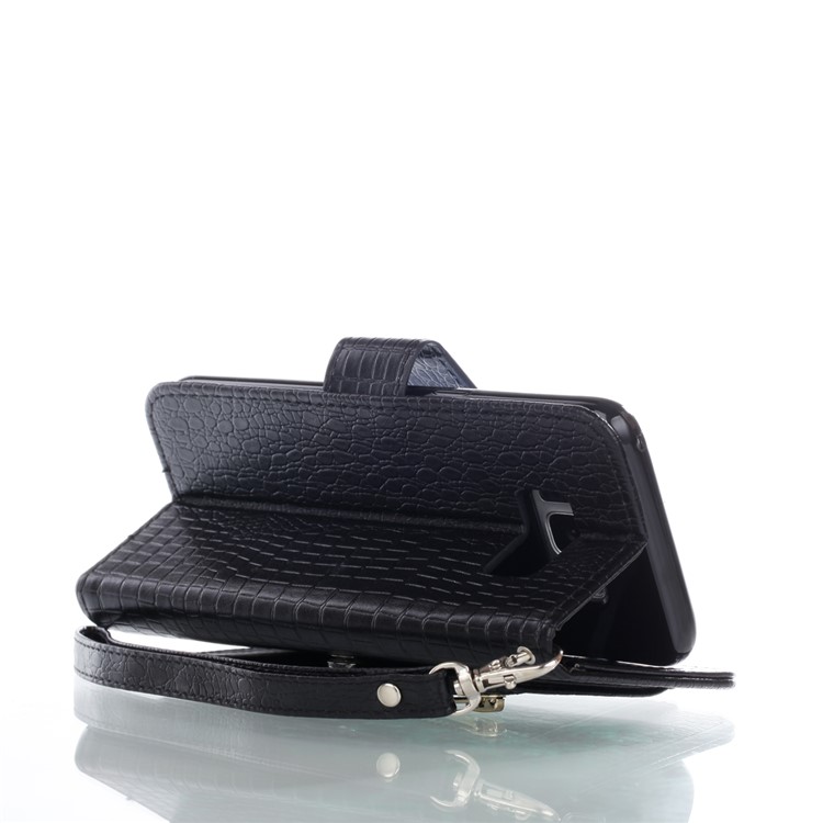 For Samsung Galaxy S8 G950 Crocodile Texture Leather Flip Phone Protection Cover with Stand - Black-5