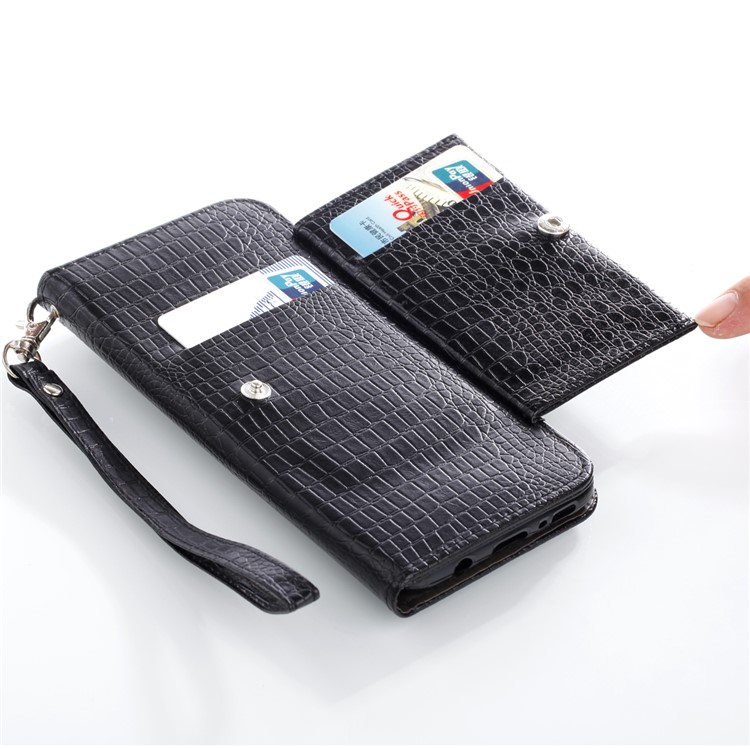 For Samsung Galaxy S8 G950 Crocodile Texture Leather Flip Phone Protection Cover with Stand - Black-6