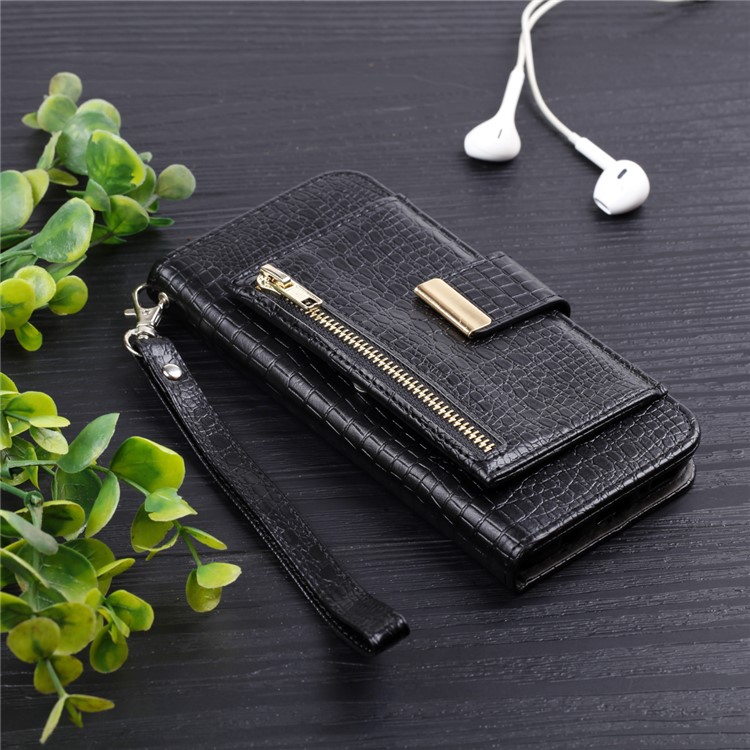 For Samsung Galaxy S8 G950 Crocodile Texture Leather Flip Phone Protection Cover with Stand - Black-8