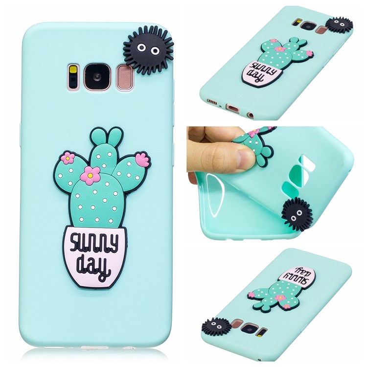 Solid Color Candy Soft Silicone Back Case for Samsung Galaxy S8 SM-G950 - Cyan-1