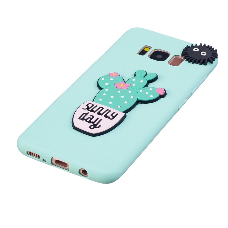 Solid Color Candy Soft Silicone Back Case for Samsung Galaxy S8 SM-G950 - Cyan-3