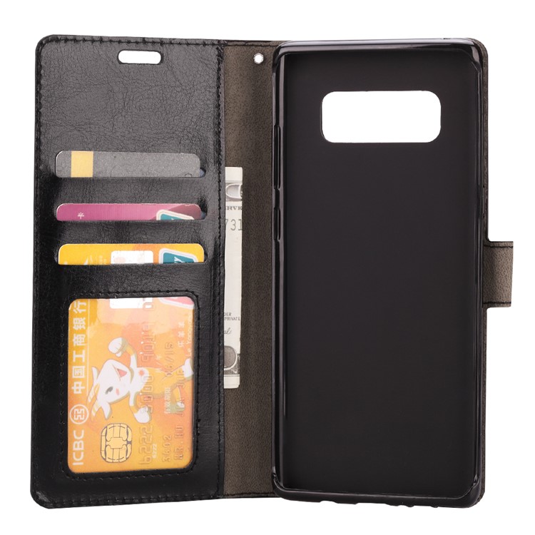 Crazy Horse Wallet Leather Stand Cell Phone Case for Samsung Galaxy Note 8 N950 - Black-4