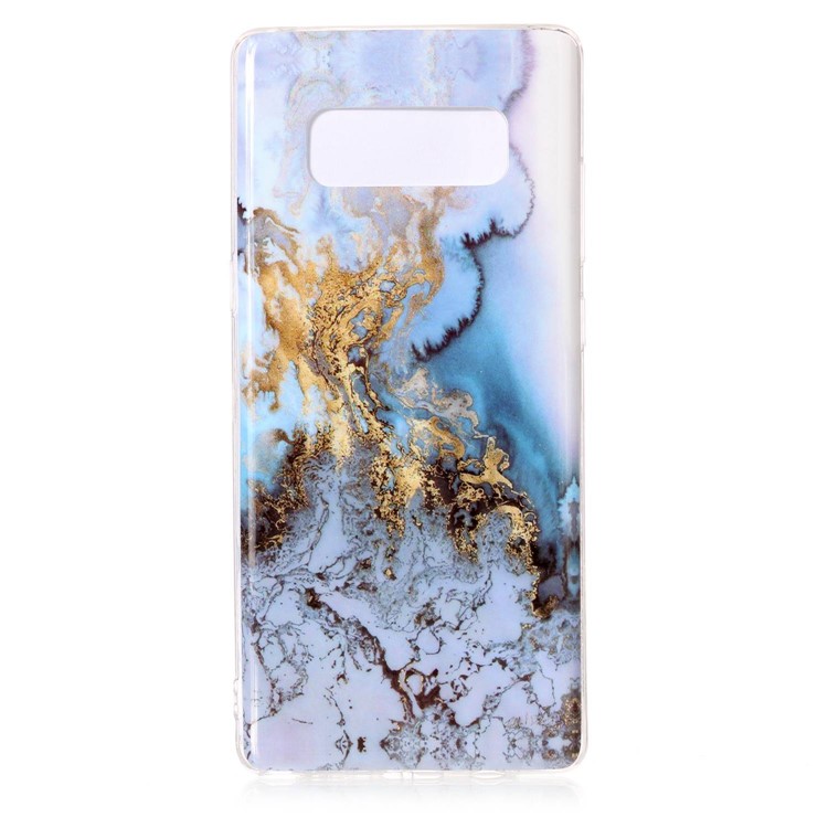 

For Samsung Galaxy Note 8 SM-N950 Marble Pattern IMD TPU Soft Back Case - Gold / Blue