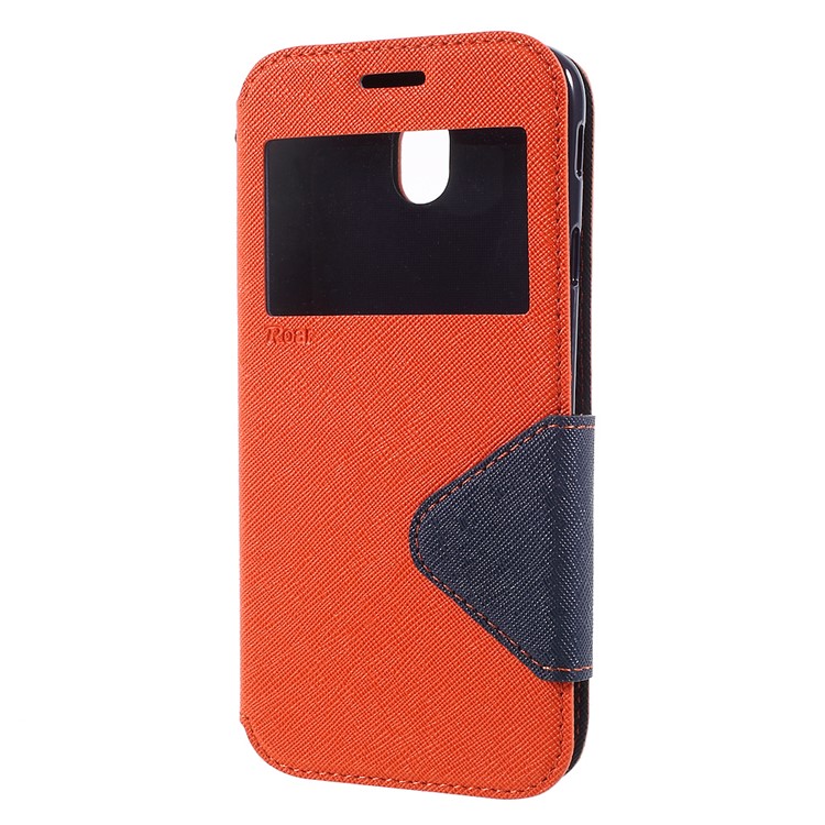 

ROAR KOREA View Window Protective Leather Phone Shell for Samsung Galaxy J7 Pro (2017) / J7 (2017) EU Version - Orange