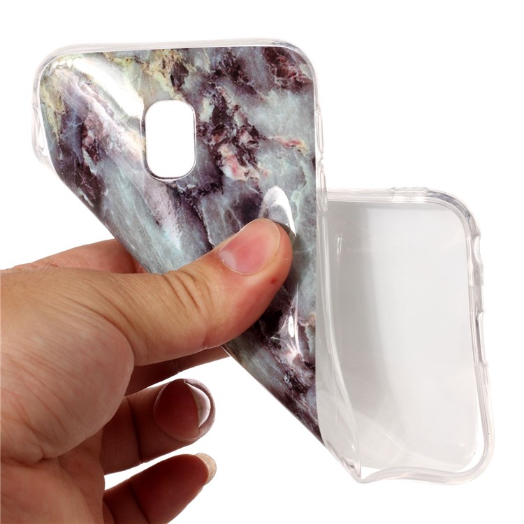 IMD Marble Pattern TPU Soft Case for Samsung Galaxy J3 (2017) EU Version - Black / Blue-4