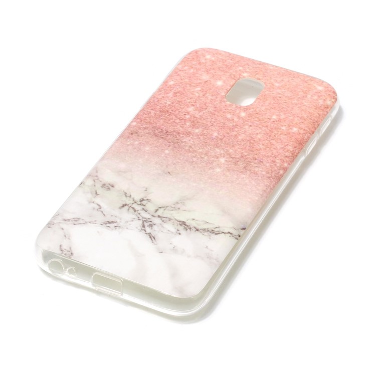 Marble Pattern IMD TPU Jelly Case for Samsung Galaxy J3 (2017) EU Version - Pink / White-2