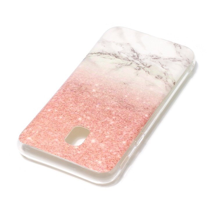 Marble Pattern IMD TPU Jelly Case for Samsung Galaxy J3 (2017) EU Version - Pink / White-3
