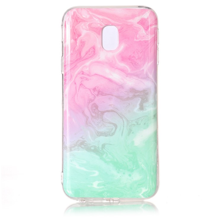 Textura de mármore IMD Soft TPU Phone Shell para Samsung Galaxy J3(2017) EU versão - recortar / Ciano-1
