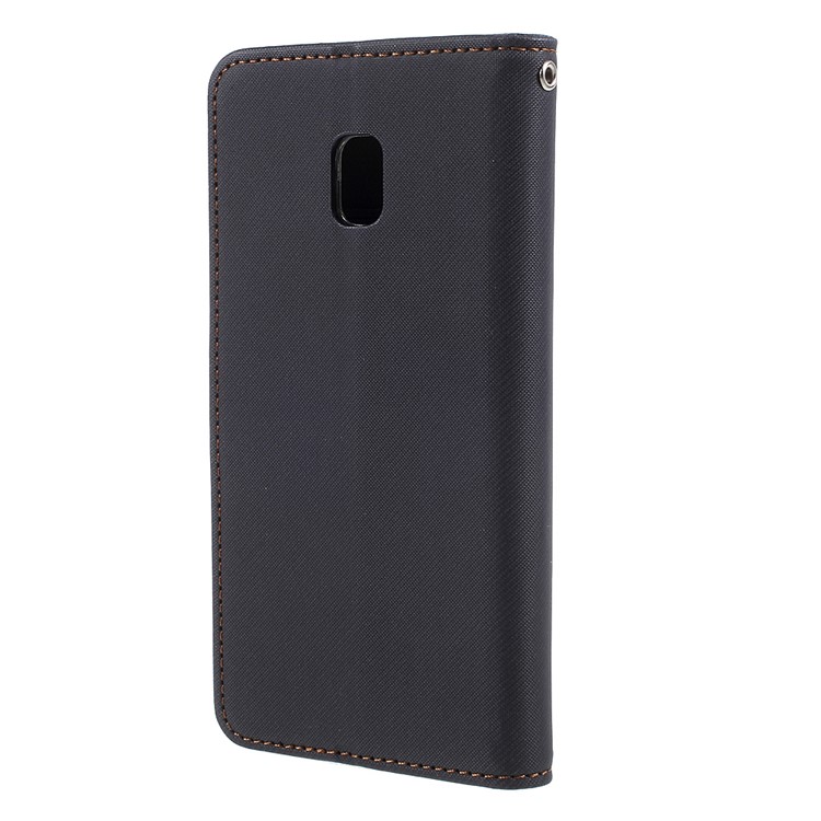 ROAR CORÉA Carteira de grânulos Twill Stand Estojo de couro para Samsung Galaxy J3 (2017) Versão da UE / J3 Pro (2017) - Preto-2
