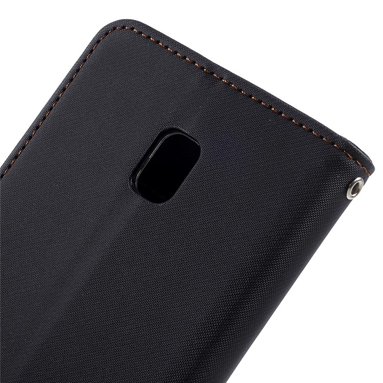 ROAR CORÉA Carteira de grânulos Twill Stand Estojo de couro para Samsung Galaxy J3 (2017) Versão da UE / J3 Pro (2017) - Preto-8