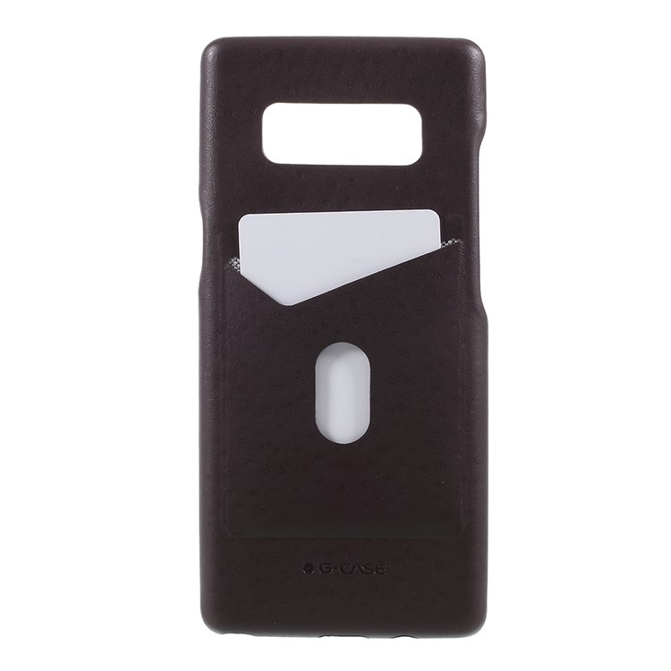 

G-CASE Ostrich Texture Leather Coated Plastic Back Case with Card Slot for Samsung Galaxy Note 8 - Coffee