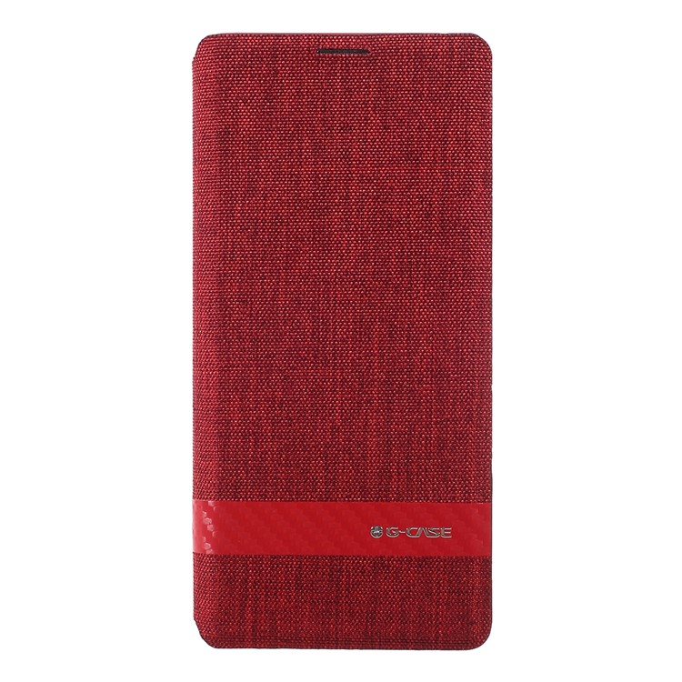 

G-CASE Canvas Leather Stand Card Slot Mobile Phone Case Shell for Samsung Galaxy Note 8 N950 - Red
