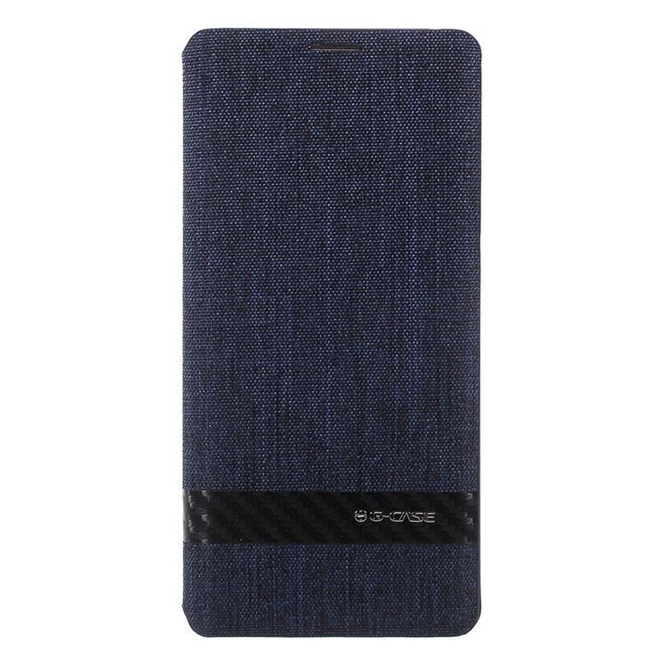 

G-CASE for Samsung Galaxy Note 8 N950 Canvas Leather Stand Card Slot Mobile Phone Case Accessory - Dark Blue