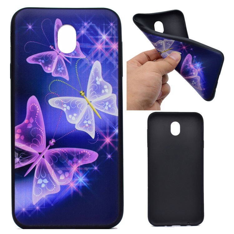 

Patterned Printing TPU Phone Case for Samsung Galaxy J7 (2017) EU Version / J7 Pro (2017) - Glitter Butterflies