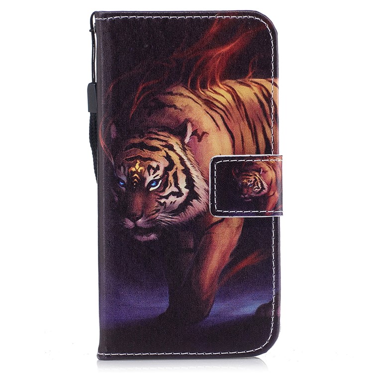 Patterned Leather Wallet Stand Case for Samsung Galaxy J3 (2017) EU Version/J3 Pro (2017) - Tiger-2