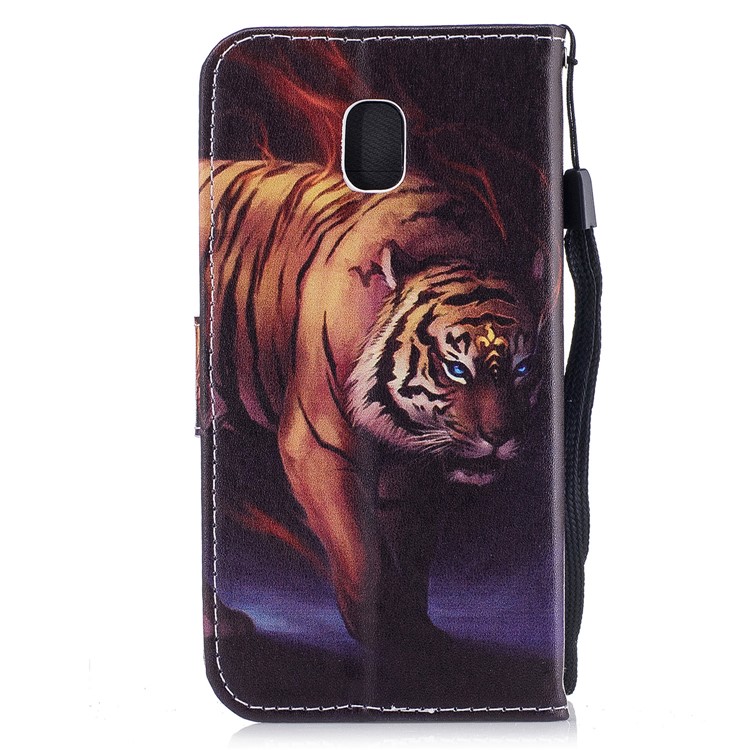 Patterned Leather Wallet Stand Case for Samsung Galaxy J3 (2017) EU Version/J3 Pro (2017) - Tiger-3