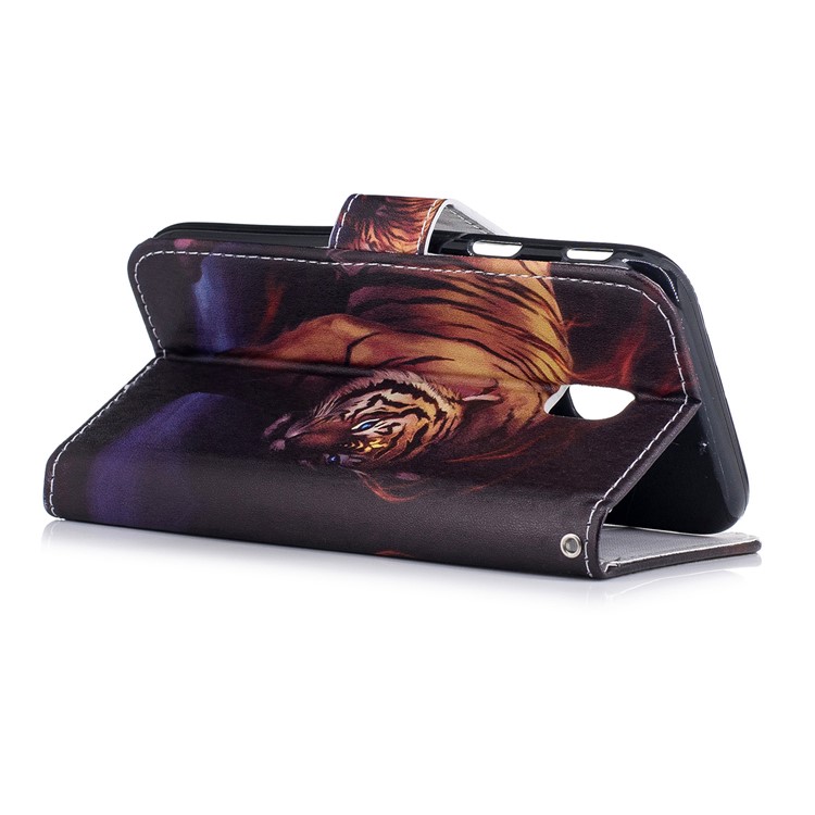 Patterned Leather Wallet Stand Case for Samsung Galaxy J3 (2017) EU Version/J3 Pro (2017) - Tiger-4