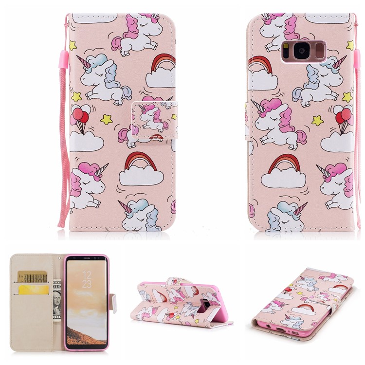 

For Samsung Galaxy S8 G950 Pattern Printing PU Leather Wallet Phone Flip Cover - Cute Unicorns