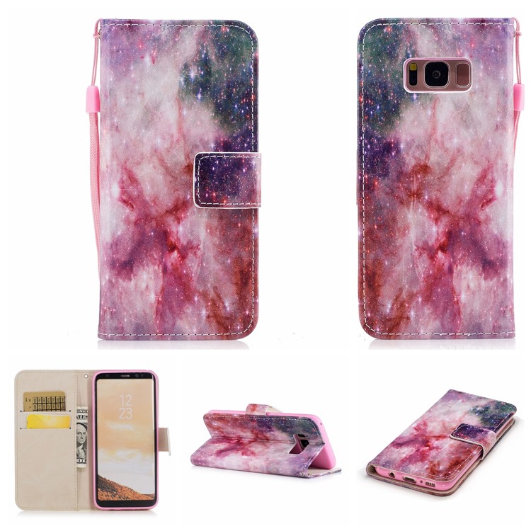 

For Samsung Galaxy S8 G950 Patterned Leather Wallet Stand Phone Case Cover with Card Holders - Universe