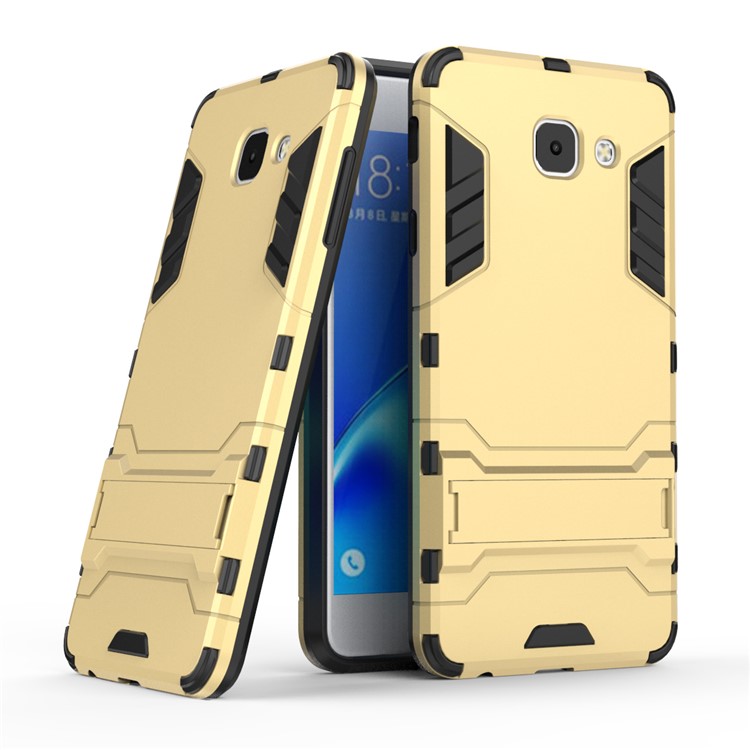 

Shockproof PC + TPU Hybrid Kickstand Cell Phone Cover for Samsung Galaxy J7 Max - Gold