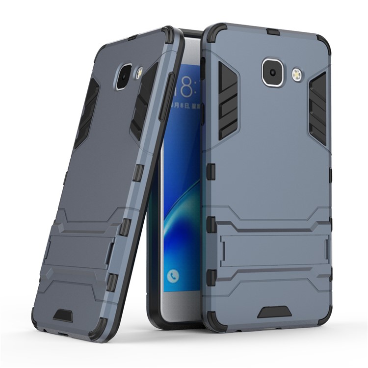 

Shockproof PC + TPU Hybrid Kickstand Cell Phone Cover for Samsung Galaxy J7 Max - Dark Blue