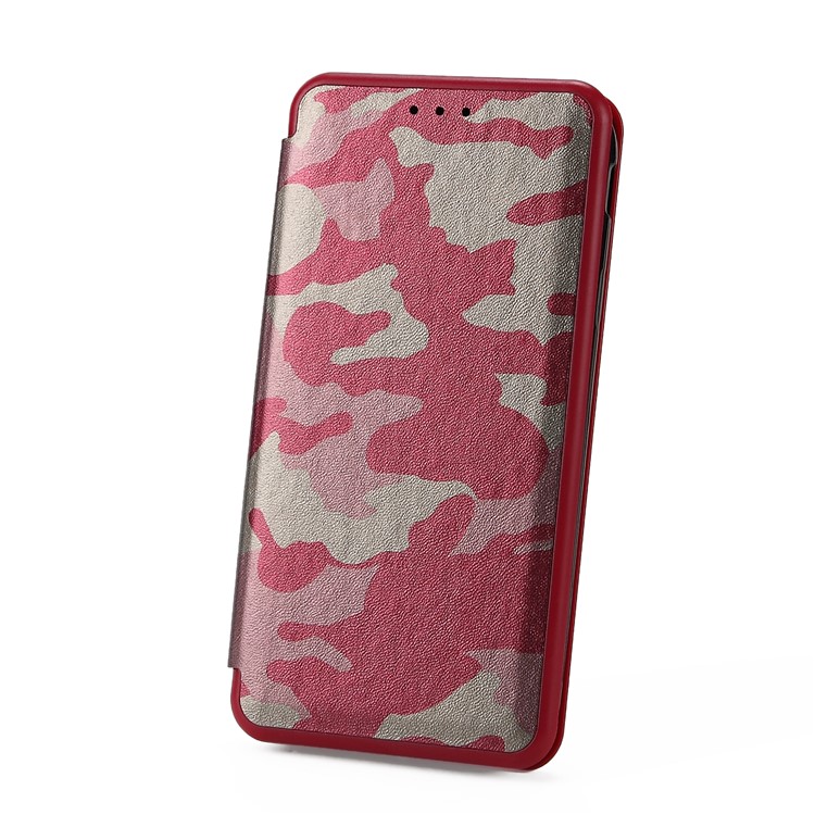 Auto-absorbed Camouflage PU Leather Case with Card Slot for Samsung Galaxy J7 (2017) EU Version / J7 Pro (2017) - Red-1