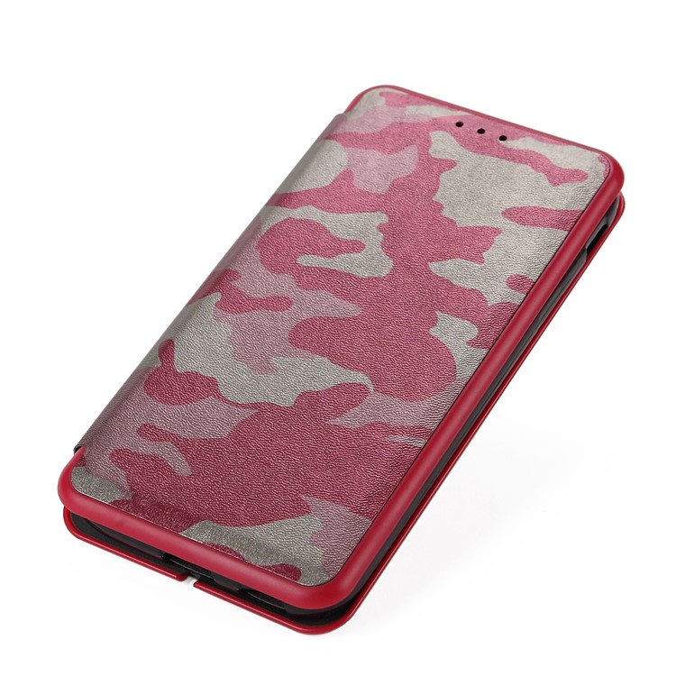 Auto-absorbed Camouflage PU Leather Case with Card Slot for Samsung Galaxy J7 (2017) EU Version / J7 Pro (2017) - Red-13
