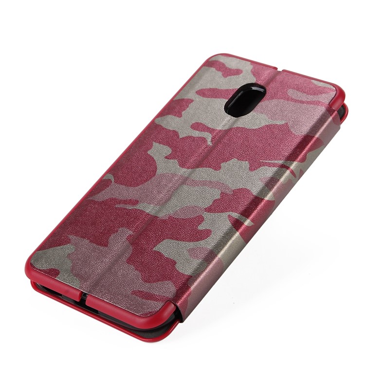 Auto-absorbed Camouflage PU Leather Case with Card Slot for Samsung Galaxy J7 (2017) EU Version / J7 Pro (2017) - Red-14
