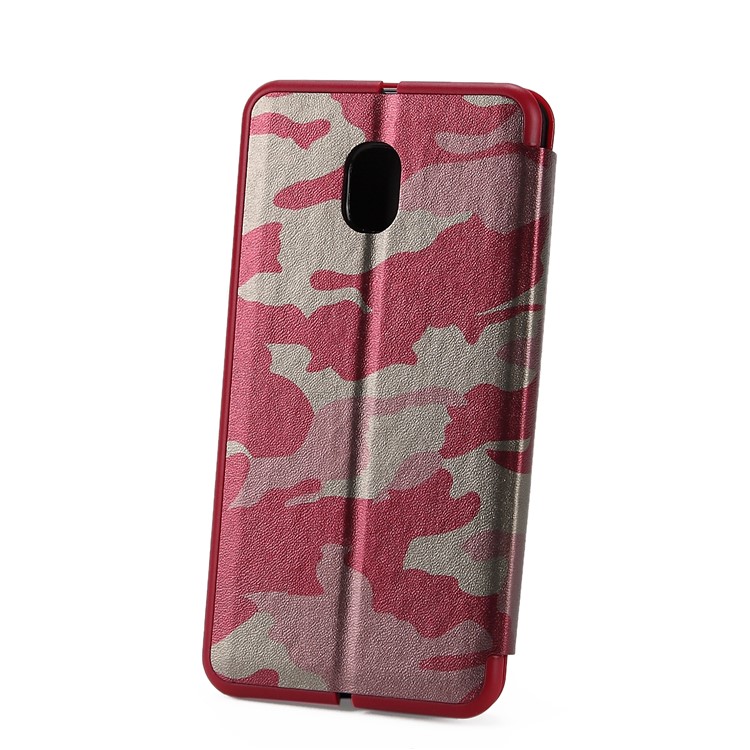 Auto-absorbed Camouflage PU Leather Case with Card Slot for Samsung Galaxy J7 (2017) EU Version / J7 Pro (2017) - Red-2