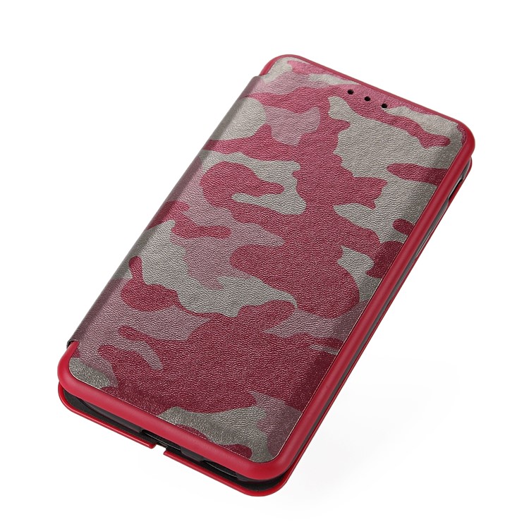 Auto-absorbed Camouflage PU Leather Case with Card Slot for Samsung Galaxy J7 (2017) EU Version / J7 Pro (2017) - Red-3