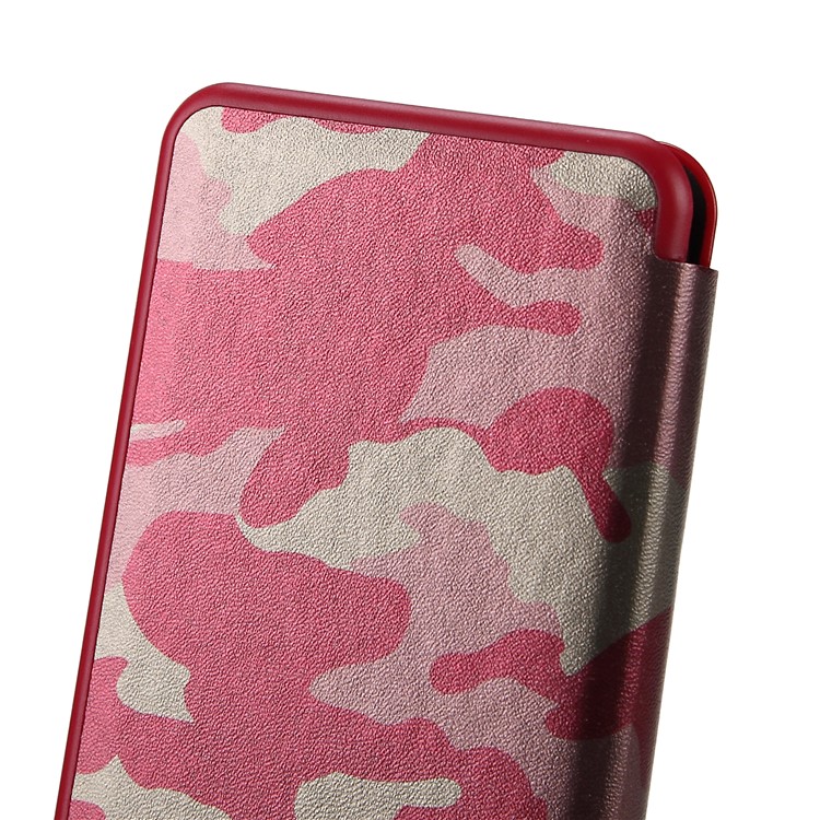 Auto-absorbed Camouflage PU Leather Case with Card Slot for Samsung Galaxy J7 (2017) EU Version / J7 Pro (2017) - Red-7