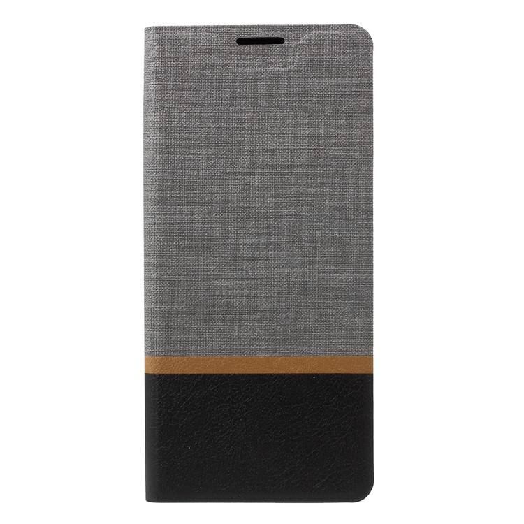 

Bi-color Cross Texture Leather Card Holder Flip Stand Phone Shell for Samsung Galaxy Note 8 SM-N950 Built-in Steel Sheet - Grey