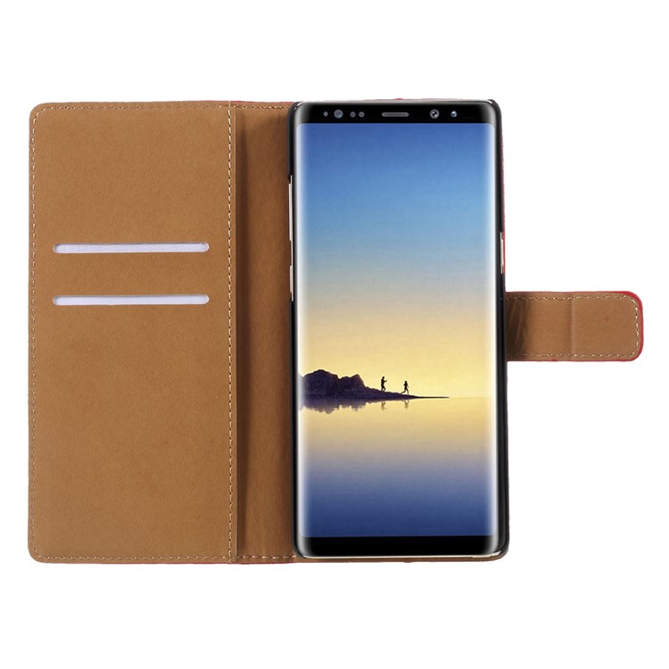 Split Genuine Leather for Samsung Galaxy Note 8 SM-N950 Wallet Magnetic Phone Case - Red-6