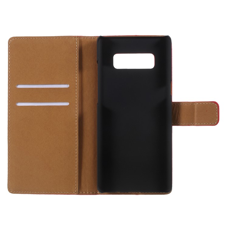 Split Genuine Leather for Samsung Galaxy Note 8 SM-N950 Wallet Magnetic Phone Case - Red-7