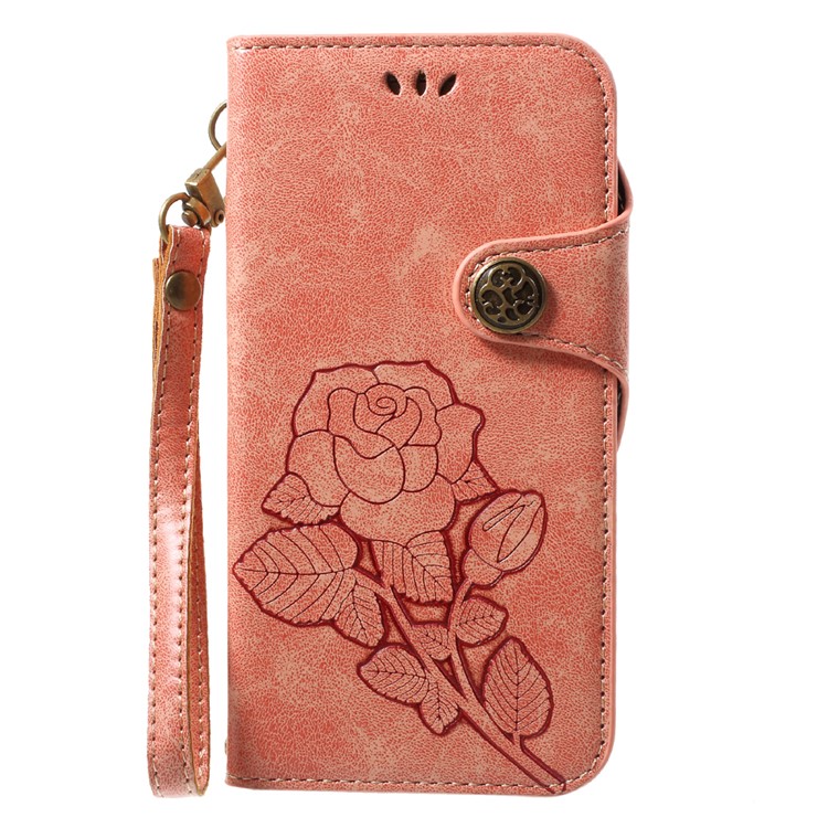 

Retro Style Imprint Rose Pattern Card Slots Stand Leather Mobile Case for Samsung Galaxy A5 (2017) SM-A520 - Pink, Galaxy A5 (2017)