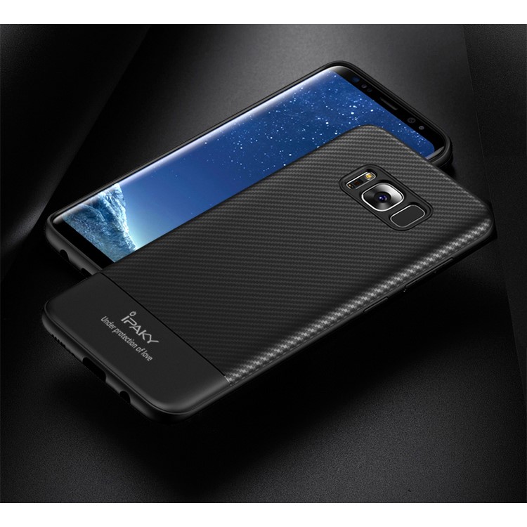 IPAKY Carbon Fiber Texture TPU Soft Case for Samsung Galaxy S8 Plus SM-G955 - Black-2