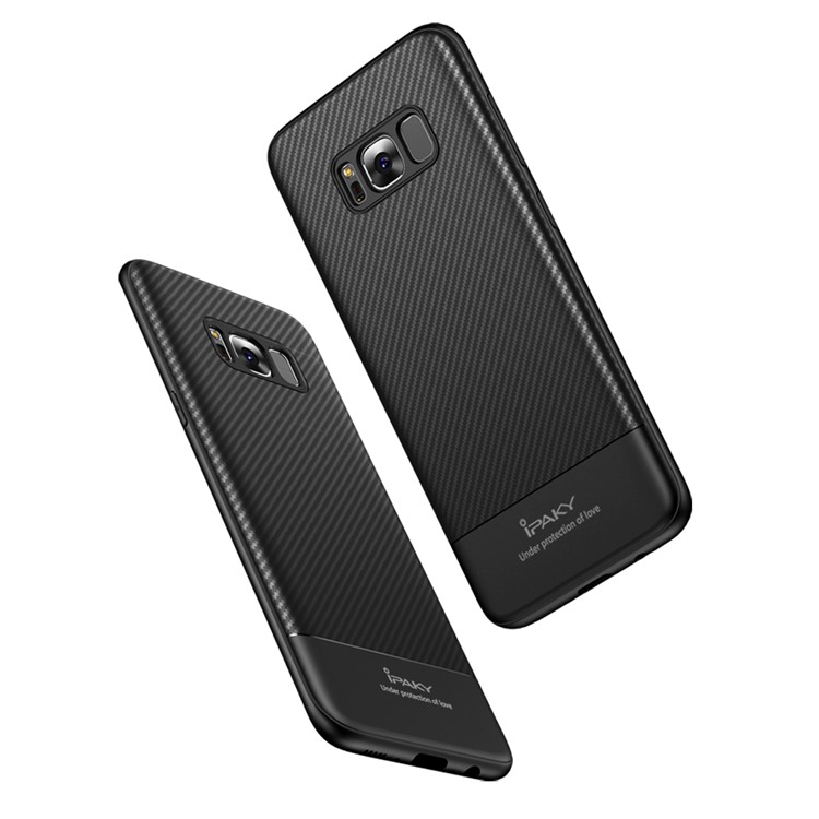 IPAKY Carbon Fiber Texture TPU Soft Case for Samsung Galaxy S8 Plus SM-G955 - Black-3