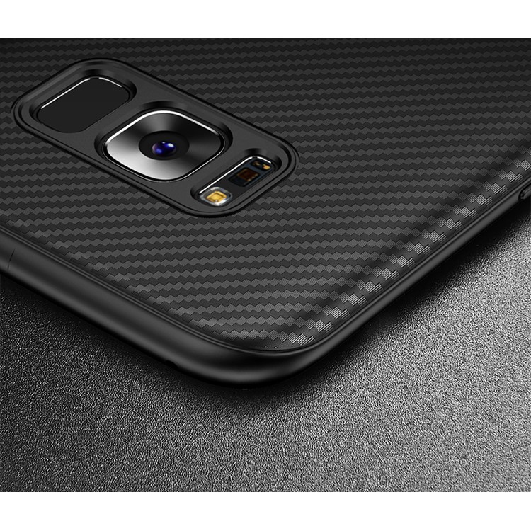 IPAKY Carbon Fiber Texture TPU Soft Case for Samsung Galaxy S8 Plus SM-G955 - Black-6
