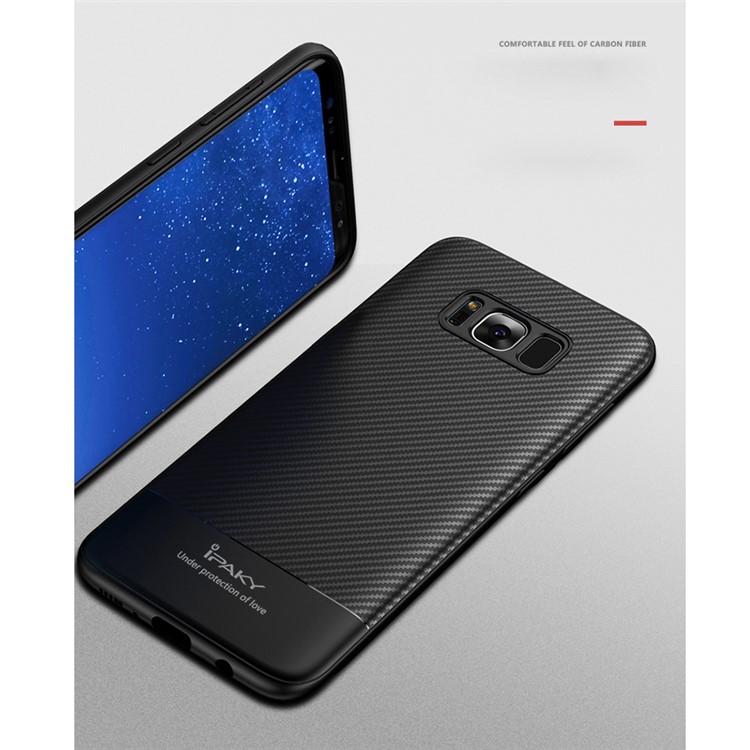 IPAKY Carbon Fiber Texture TPU Soft Case for Samsung Galaxy S8 Plus SM-G955 - Black-7