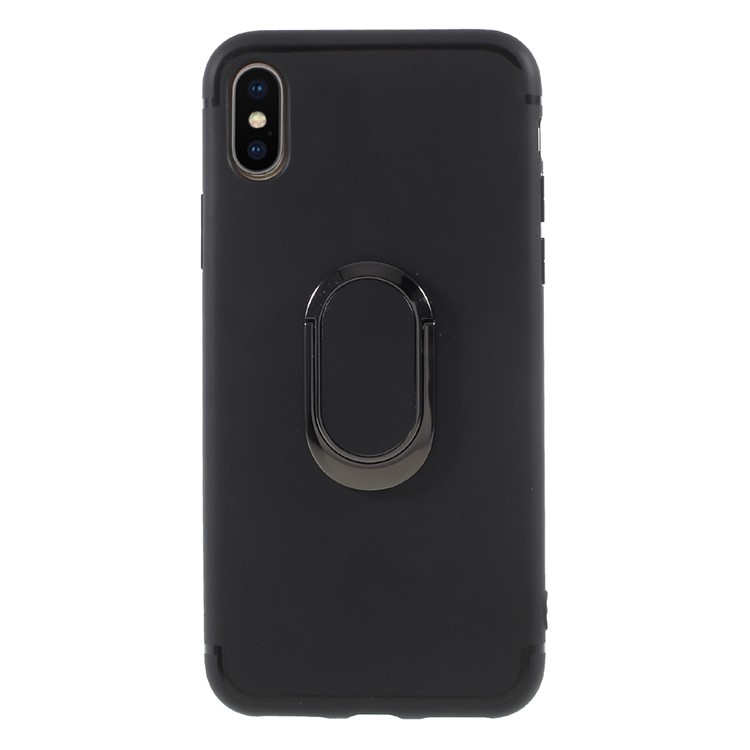 EDIVIA 360 Degree Rotating Magnetic Finger Ring Kickstand TPU Phone Case for iPhone X 5.8 inch - Black-3