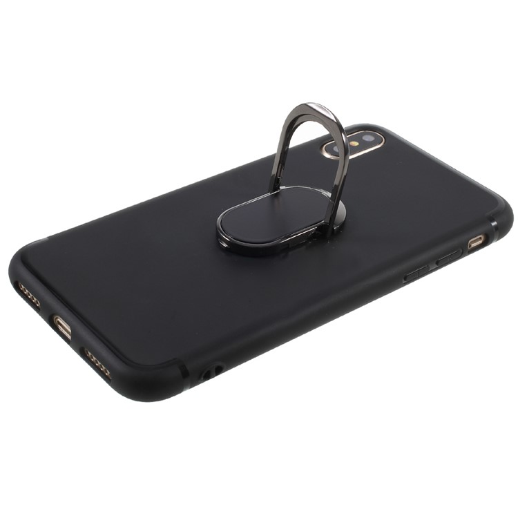 EDIVIA 360 Degree Rotating Magnetic Finger Ring Kickstand TPU Phone Case for iPhone X 5.8 inch - Black-4