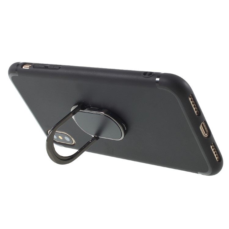 EDIVIA 360 Degree Rotating Magnetic Finger Ring Kickstand TPU Phone Case for iPhone X 5.8 inch - Black-5
