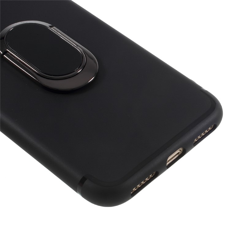 EDIVIA 360 Degree Rotating Magnetic Finger Ring Kickstand TPU Phone Case for iPhone X 5.8 inch - Black-8