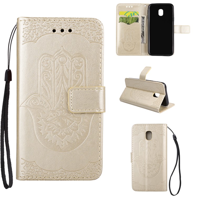 

Imprinted Hamsa Hand Pattern PU Leather Magnetic Phone Case for Samsung Galaxy J5 (2017) EU Version / J5 Pro (2017) - Gold